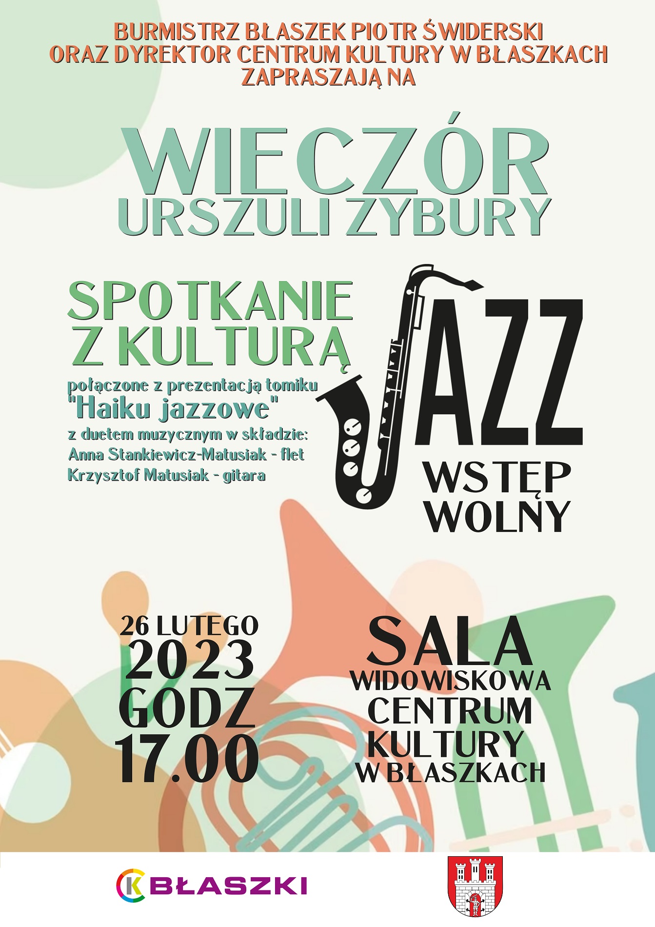 Plakat informujący o wieczorze jazzowym 