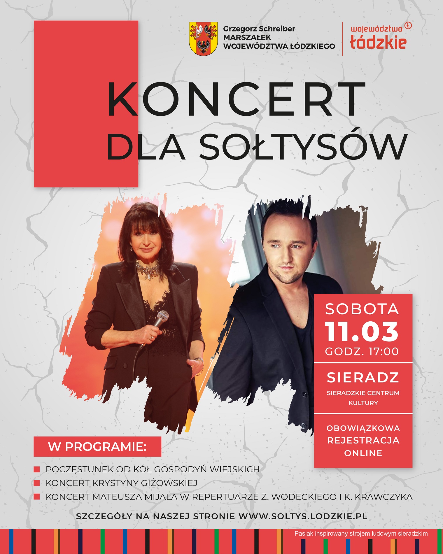 Plakat informacyjny Koncert dla Sołtysów - sobota 11.03.2023 r.